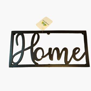 Evergreen Metal Home Trivet Black Finish 13 x 6 Thanksgiving Family